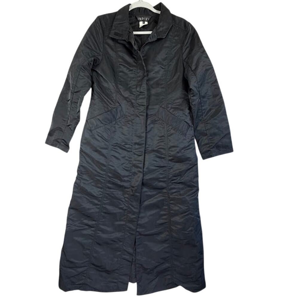 Indivi‎ Long Coat Womens 36 Gray Nylon Minimalist Trench Japan Designer